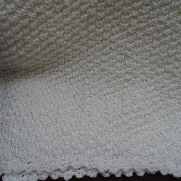 White Hand Knitted Crochet Baby Blanket - Picture 2 of 3